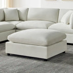 Pouf quadrato beige/antracite, velluto a coste o tessuto, seduta singola
