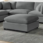 Pouf quadrato beige/antracite, velluto a coste o tessuto, seduta singola