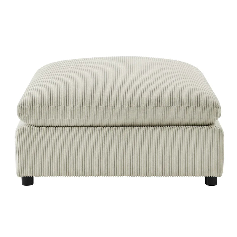 Pouf quadrato beige/antracite, velluto a coste o tessuto, seduta singola