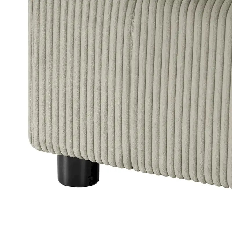 Pouf quadrato beige/antracite, velluto a coste o tessuto, seduta singola