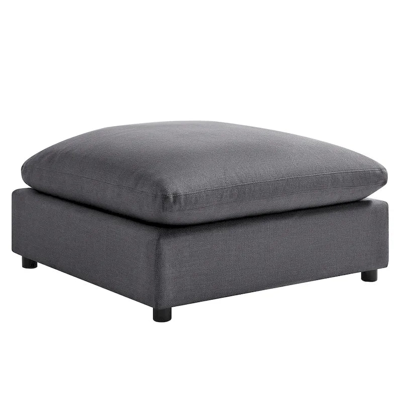 Pouf quadrato beige/antracite, velluto a coste o tessuto, seduta singola