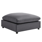 Pouf quadrato beige/antracite, velluto a coste o tessuto, seduta singola
