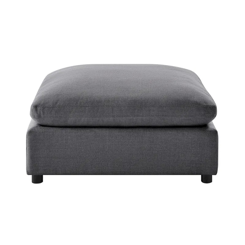 Pouf quadrato beige/antracite, velluto a coste o tessuto, seduta singola