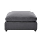 Pouf quadrato beige/antracite, velluto a coste o tessuto, seduta singola