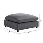 Pouf quadrato beige/antracite, velluto a coste o tessuto, seduta singola