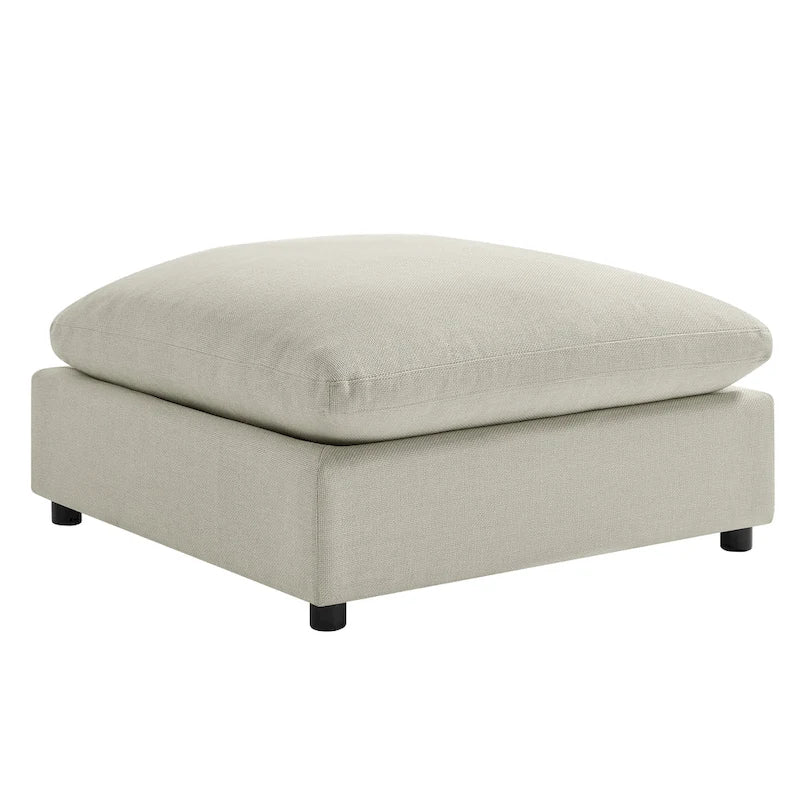 Pouf quadrato beige/antracite, velluto a coste o tessuto, seduta singola