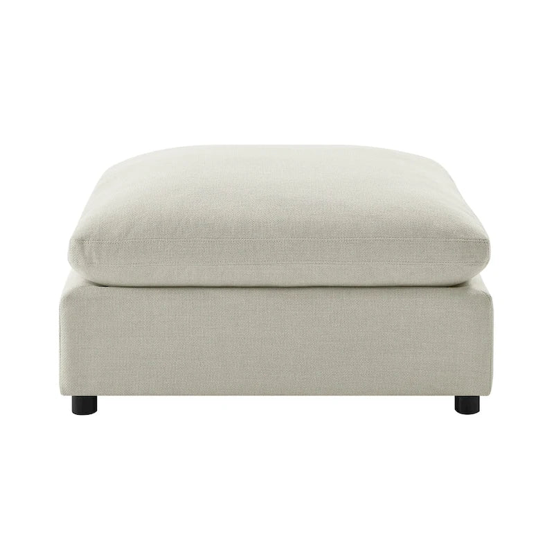 Pouf quadrato beige/antracite, velluto a coste o tessuto, seduta singola