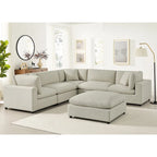 Pouf quadrato beige/antracite, velluto a coste o tessuto, seduta singola