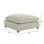 Pouf quadrato beige/antracite, velluto a coste o tessuto, seduta singola