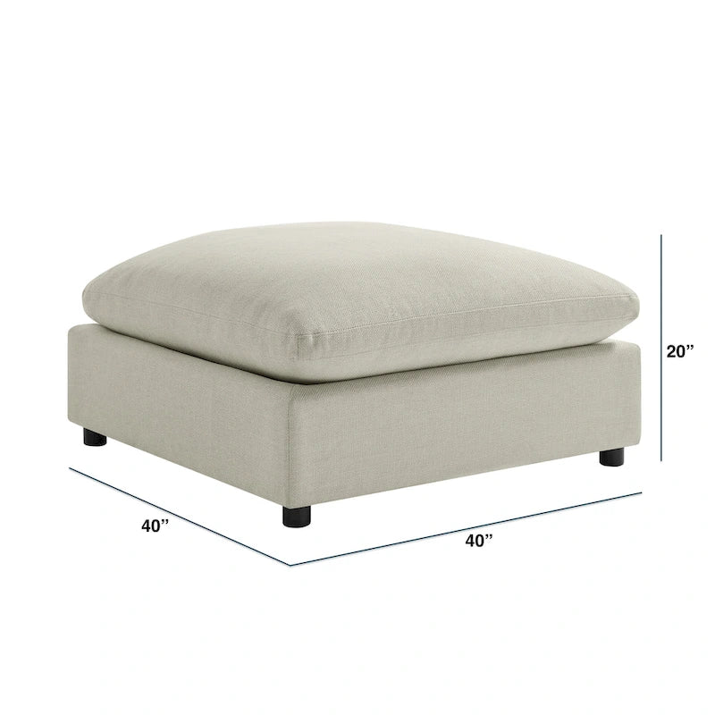 Pouf quadrato beige/antracite, velluto a coste o tessuto, seduta singola