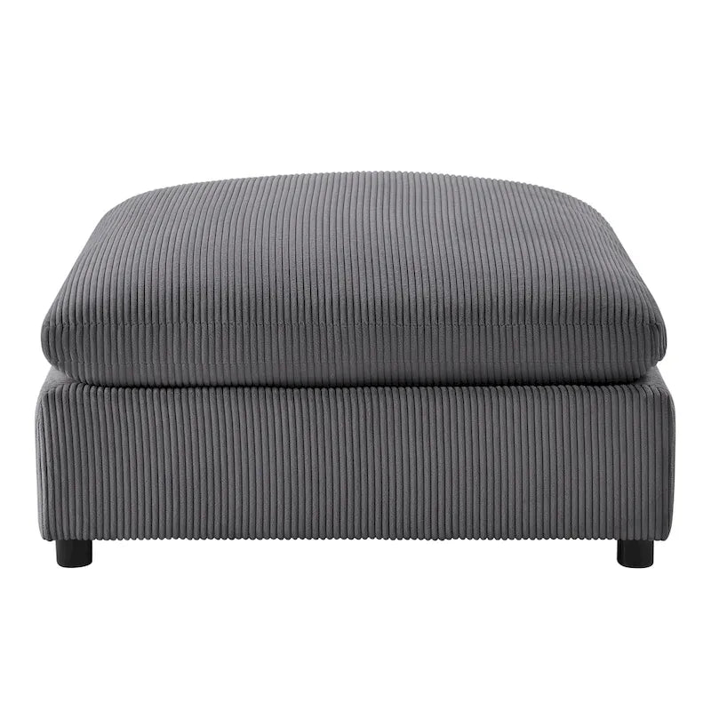 Pouf quadrato beige/antracite, velluto a coste o tessuto, seduta singola