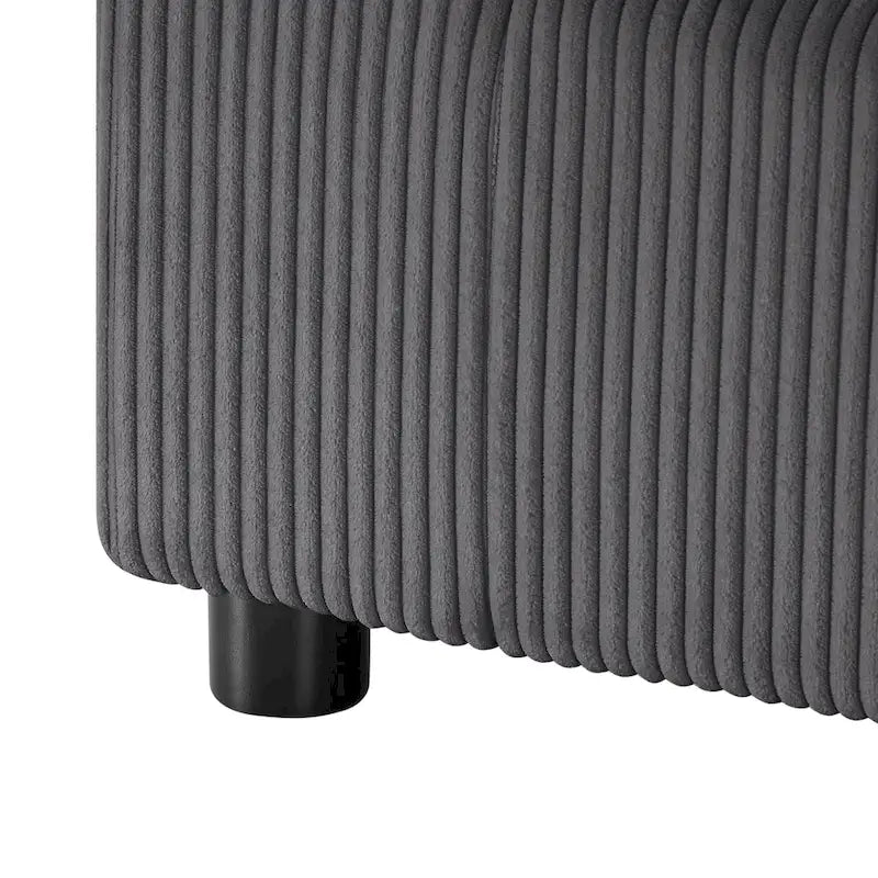 Pouf quadrato beige/antracite, velluto a coste o tessuto, seduta singola