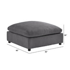 Pouf quadrato beige/antracite, velluto a coste o tessuto, seduta singola