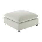 Pouf quadrato beige/antracite, velluto a coste o tessuto, seduta singola
