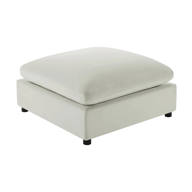 Pouf quadrato beige/antracite, velluto a coste o tessuto, seduta singola