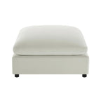 Pouf quadrato beige/antracite, velluto a coste o tessuto, seduta singola