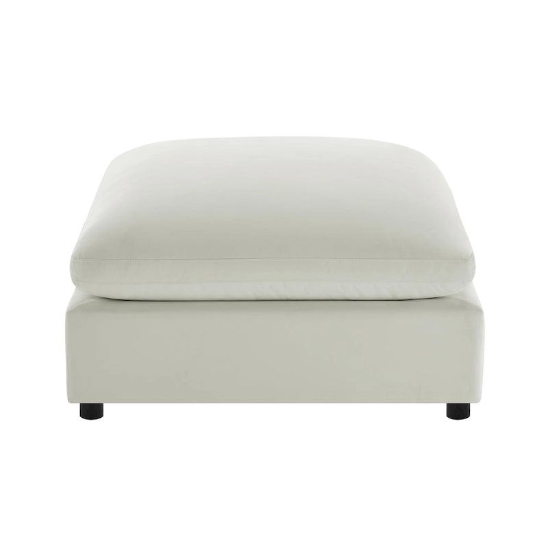 Pouf quadrato beige/antracite, velluto a coste o tessuto, seduta singola