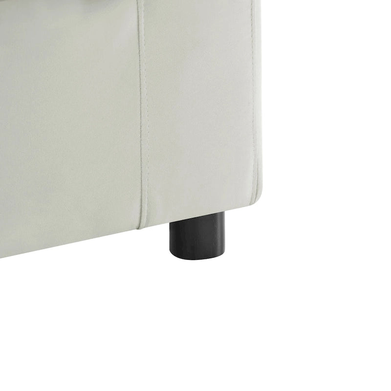 Pouf quadrato beige/antracite, velluto a coste o tessuto, seduta singola