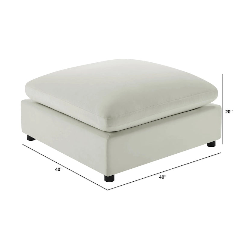 Pouf quadrato beige/antracite, velluto a coste o tessuto, seduta singola