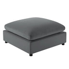 Pouf quadrato beige/antracite, velluto a coste o tessuto, seduta singola