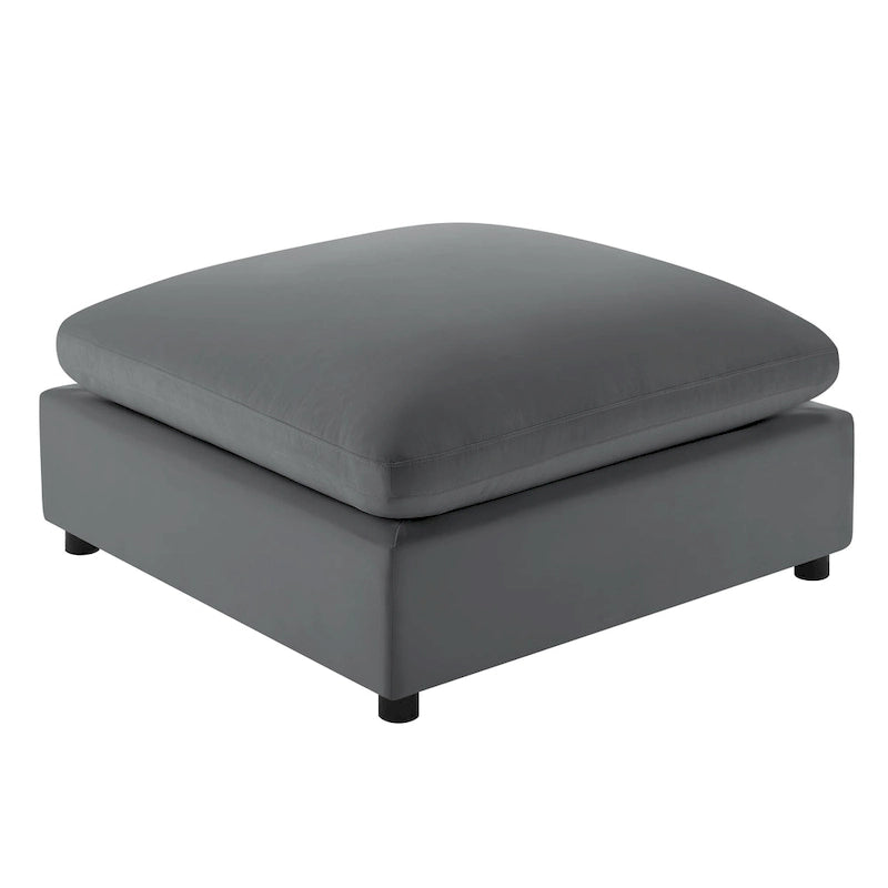 Pouf quadrato beige/antracite, velluto a coste o tessuto, seduta singola