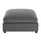Pouf quadrato beige/antracite, velluto a coste o tessuto, seduta singola