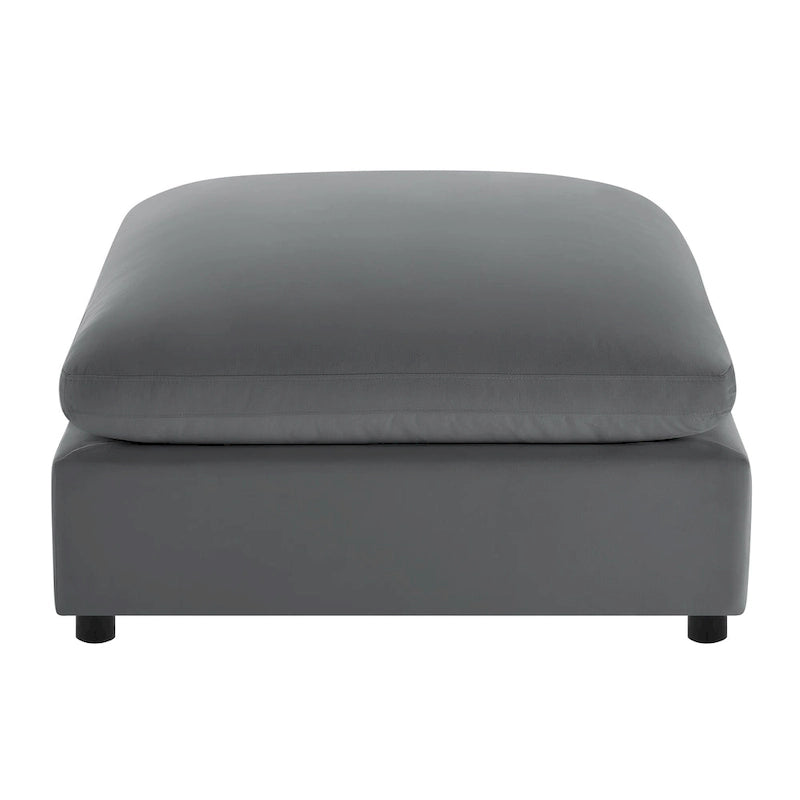 Pouf quadrato beige/antracite, velluto a coste o tessuto, seduta singola