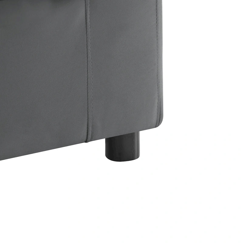 Pouf quadrato beige/antracite, velluto a coste o tessuto, seduta singola