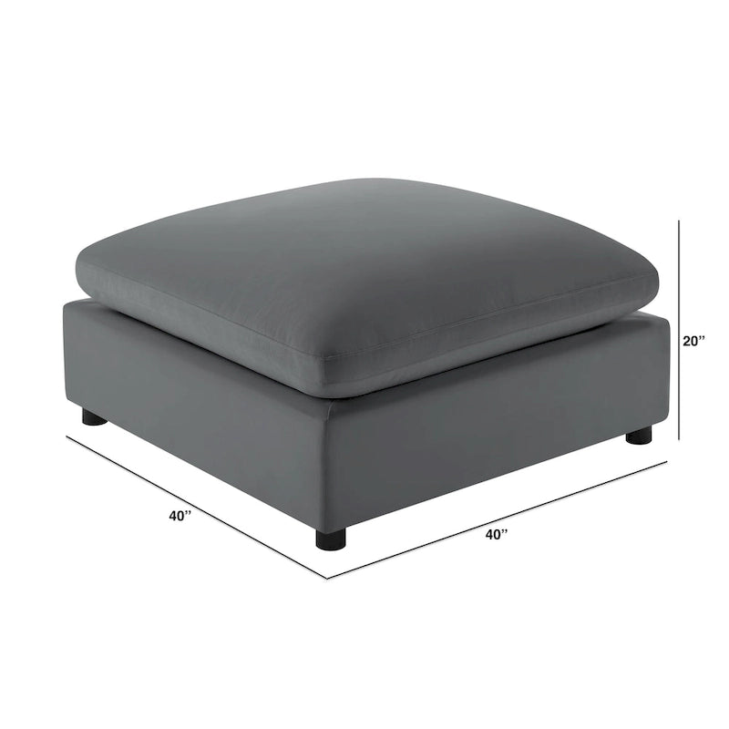 Pouf quadrato beige/antracite, velluto a coste o tessuto, seduta singola