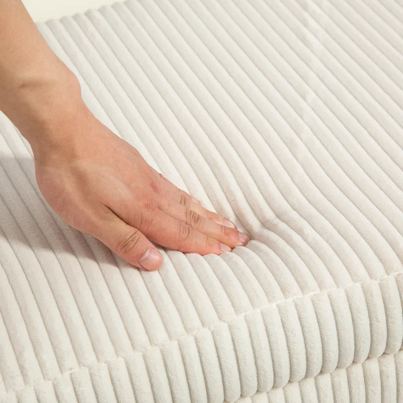 Pouf de rangement en tissu rembourré avec charnière de sécurité