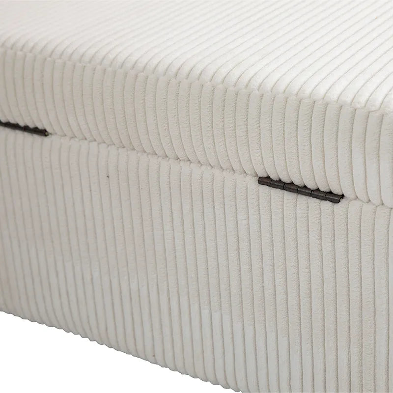 Pouf de rangement en tissu rembourré avec charnière de sécurité