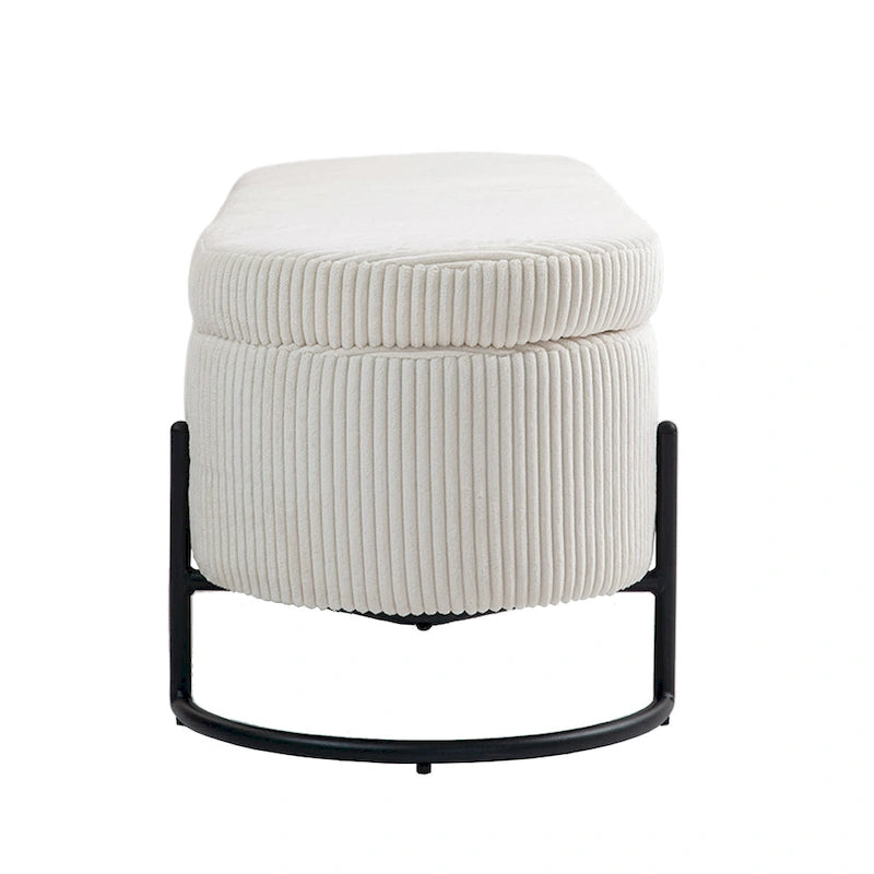 Pouf de rangement en tissu rembourré avec charnière de sécurité