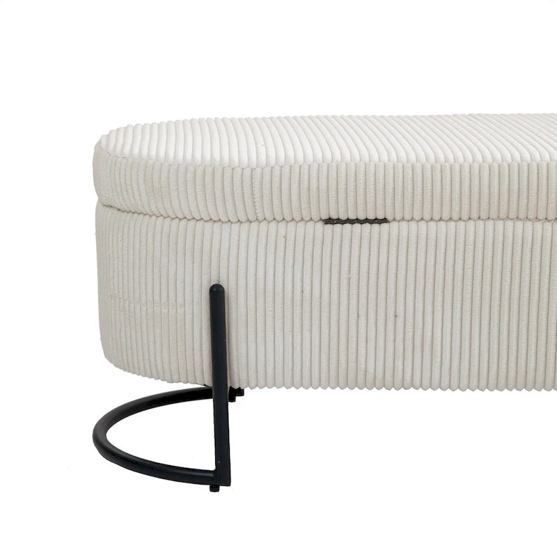 Pouf de rangement en tissu rembourré avec charnière de sécurité