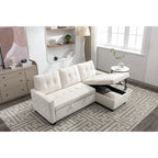 77 Reversible Sectional Storage Sleeper Sofa Bed,L-Shape 2 Seat Sectional Chaise With Storage for Living Room