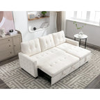 Divano componibile trasformabile a L color beige con contenitore, 2 posti