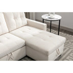 Divano componibile trasformabile a L color beige con contenitore, 2 posti