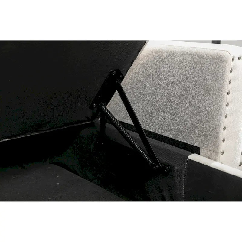 Divano componibile trasformabile a L color beige con contenitore, 2 posti