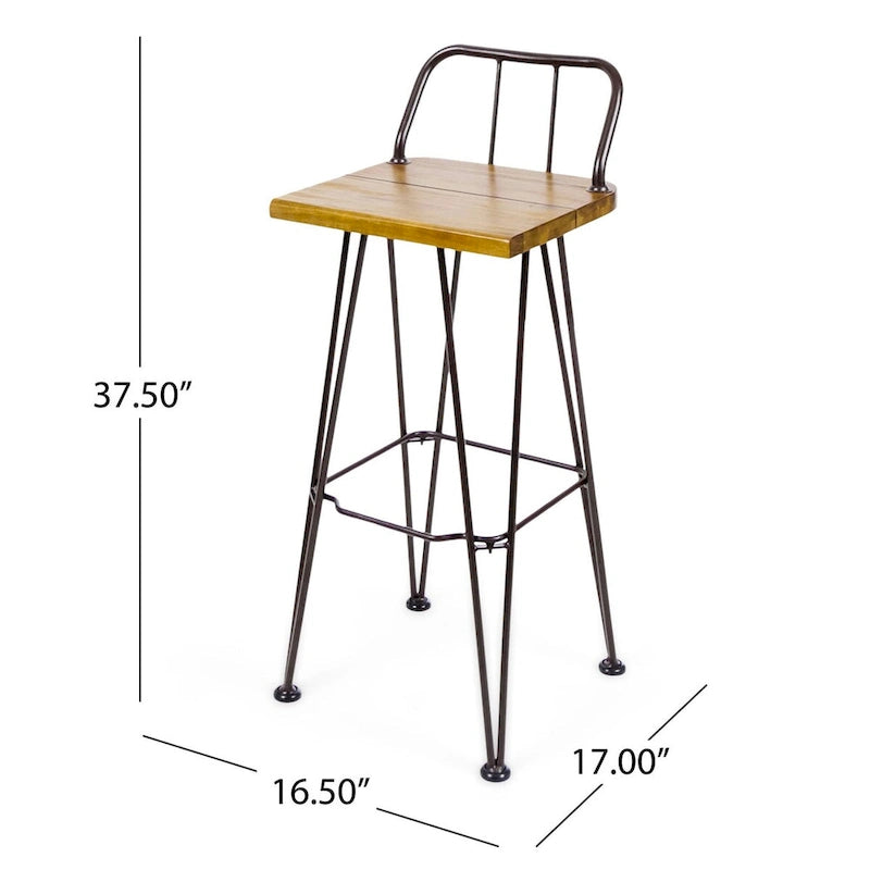 Sgabello da bar da esterno in rattan e metallo grigio/naturale/marrone, 30 pollici, set da 2