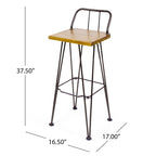 Sgabello da bar da esterno in rattan e metallo grigio/naturale/marrone, 30 pollici, set da 2