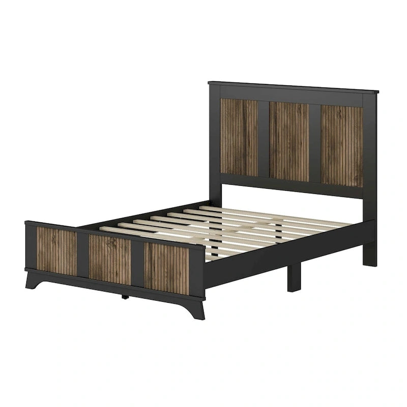 Set Camera da Letto in Stile Fattoria Bianco/Nero da 4 Pezzi per 2 – Misura Matrimoniale