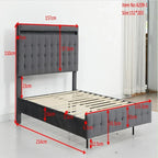 Letto a piattaforma "floating" imbottito grigio, Queen, 1 persona
