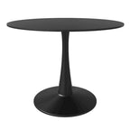 Tavolo da pranzo rotondo bianco / nero / bianco marmorizzato per 4 persone, base a piedistallo, piano in MDF