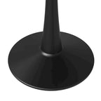 Tavolo da pranzo rotondo bianco / nero / bianco marmorizzato per 4 persone, base a piedistallo, piano in MDF
