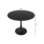 Tavolo da pranzo rotondo bianco / nero / bianco marmorizzato per 4 persone, base a piedistallo, piano in MDF