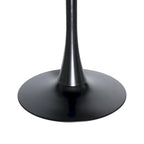 Tavolo da pranzo rotondo bianco / nero / bianco marmorizzato per 4 persone, base a piedistallo, piano in MDF