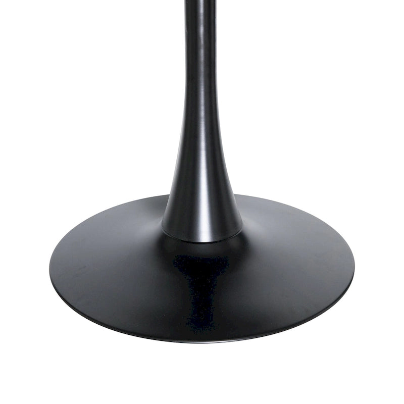 Tavolo da pranzo rotondo bianco / nero / bianco marmorizzato per 4 persone, base a piedistallo, piano in MDF