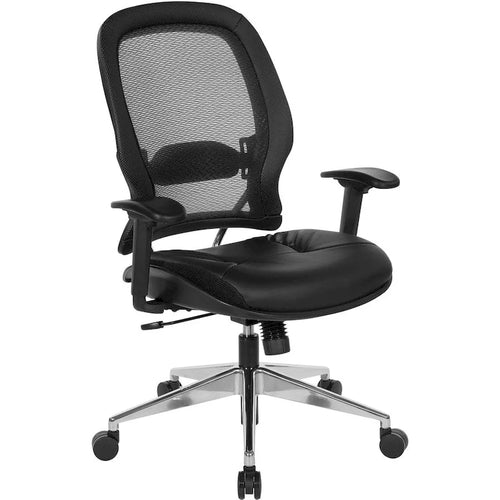 Sedia da ufficio ergonomica nera, schienale Air Grid, seduta in similpelle, 1 persona