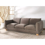 Divano a 3 posti in ciniglia beige/marrone scuro, 226 cm L × 91 cm P × 81 cm H