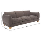 Divano a 3 posti in ciniglia beige/marrone scuro, 226 cm L × 91 cm P × 81 cm H