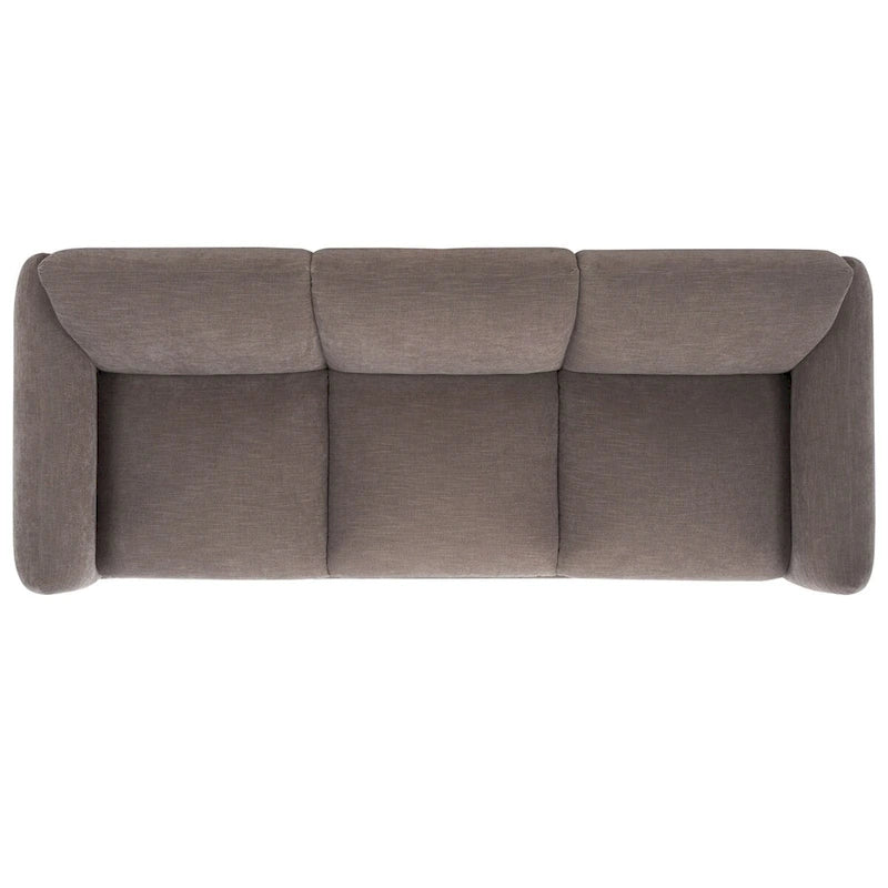 Divano a 3 posti in ciniglia beige/marrone scuro, 226 cm L × 91 cm P × 81 cm H